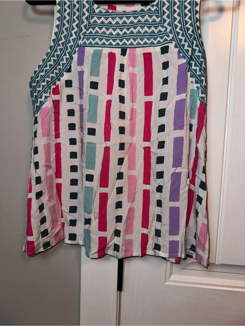 Savanna Jane Embroidered Sleeveless Multicolor Printed Tank Top Size Large - Picture 7 of 10